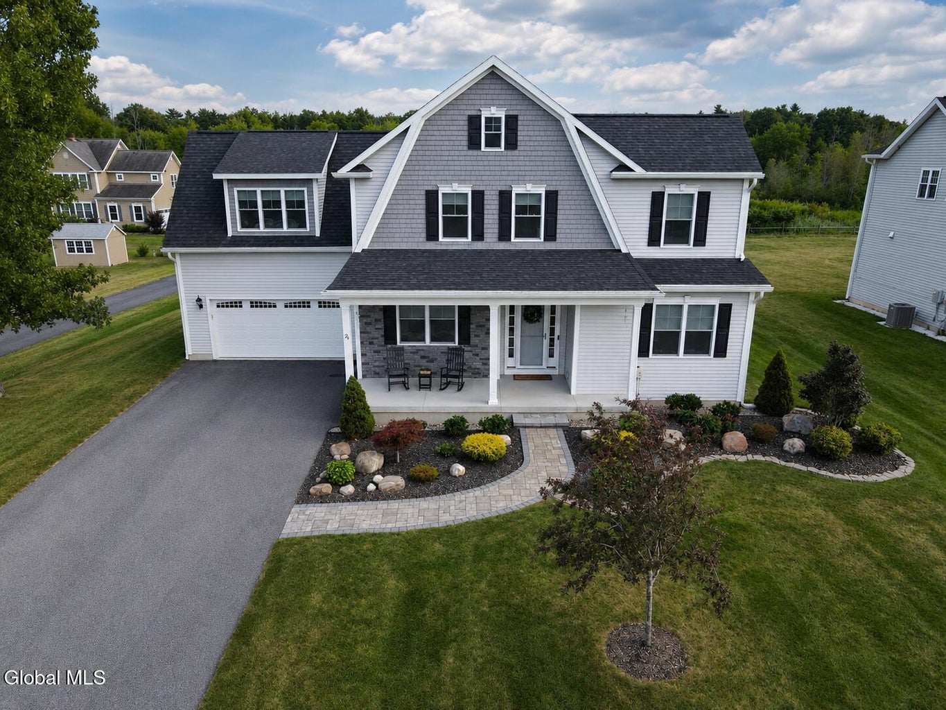 Aerial real estate photograph of 21 Tisdale Lane in Clifton Park