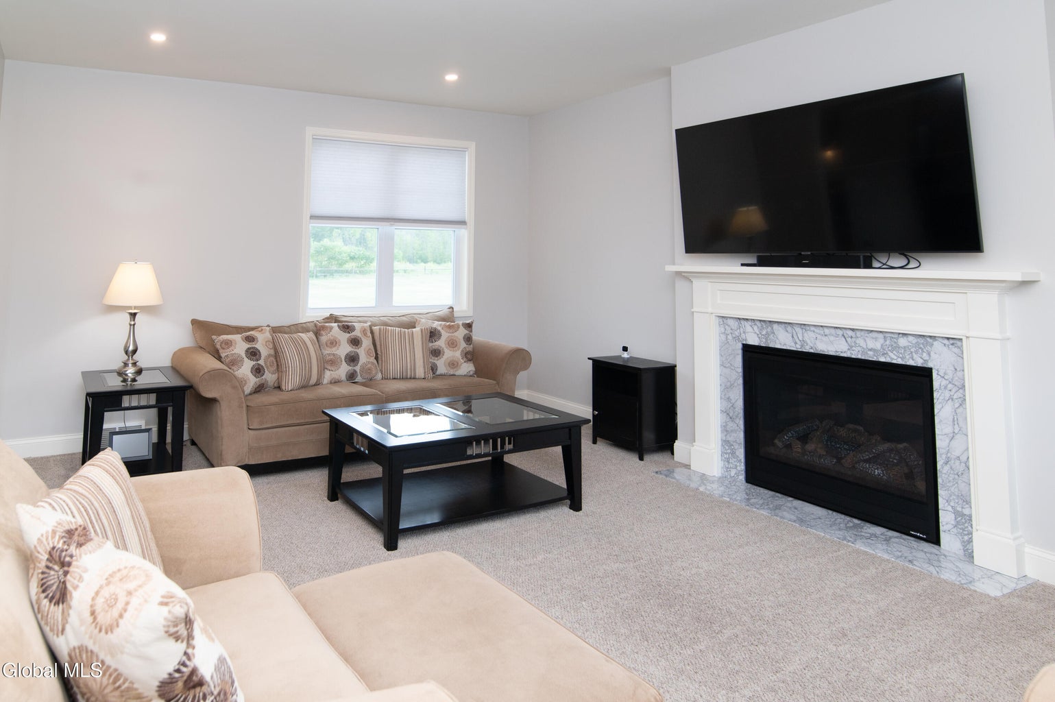 Bright living room interior photographed for a Clifton Park real estate listing